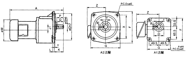 臺(tái)灣ZL、ZF小型齒輪減速電機(jī)三相立式外形尺寸