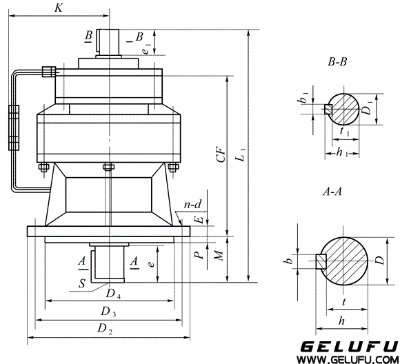 XLE、XLED擺線針輪減速機(jī)外形及安裝尺寸