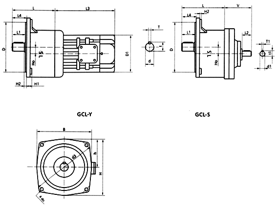 GCL18、GCL22、GCL28系列立式外型及安裝尺寸