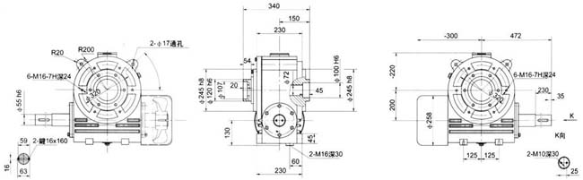 干粉壓機專用減速器外形尺寸