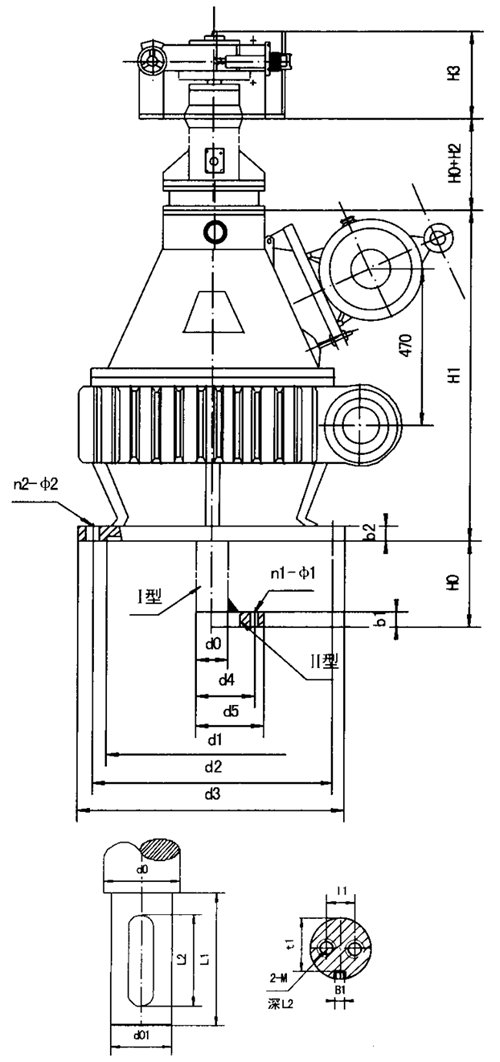 WT型升降蝸輪攪拌減速機(jī)安裝尺寸