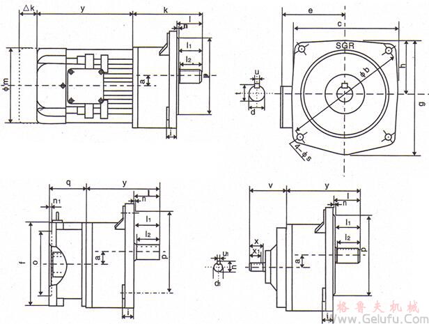 GL(H)F立式小齒輪減速電機(jī)安裝尺寸 GL(H)F立式小齒輪減速電機(jī)安裝尺寸