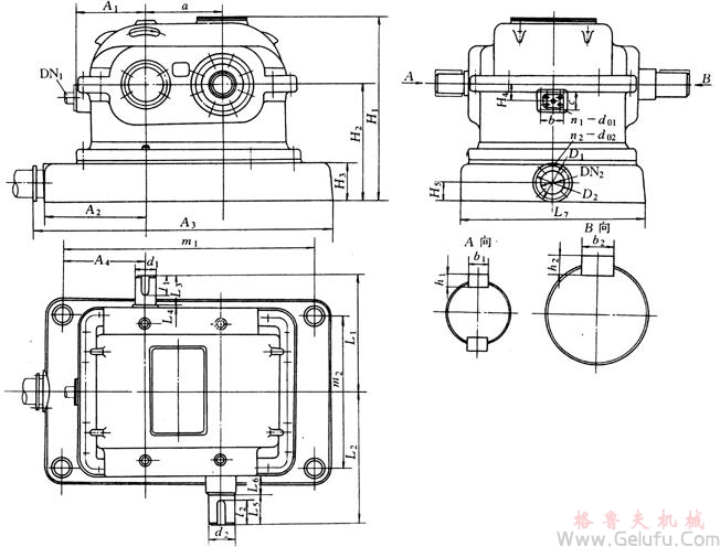 GYR450、GYR500、GYR550、GYR600、GYR650、型高速圓弧圓柱齒輪增（減）速機(jī)的安裝尺寸