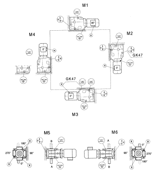 GK37-157/GKAB47-107斜齒輪弧齒錐齒輪減速電機(jī)安裝形式圖
